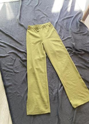 Костюм прогулочный h&m в рубчик лонгслив на молнии рубашка брюки штаны клёш расклешенные п...