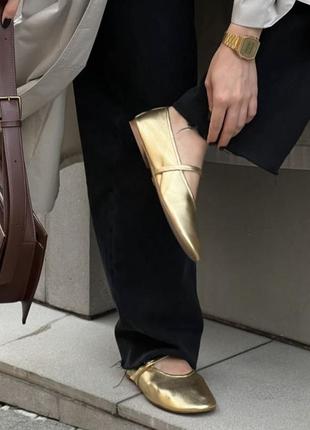 Балетки металізовані золото zara