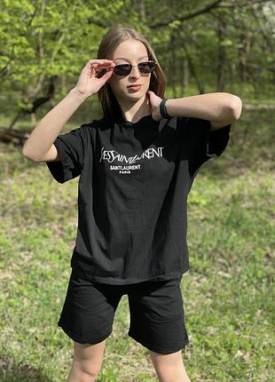 Літній костюм з шортами білий/чорний/беж