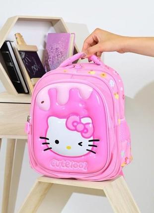 Рюкзак новий шкільний дитячий для дівчаток з 3d принтом, hello kitty