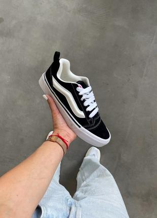 Жіночі кеди ванс кну скул чорно-білі премімум / Vans skate era mens basil black skate casual athletic lifestyle sneakers shoes black/white premium