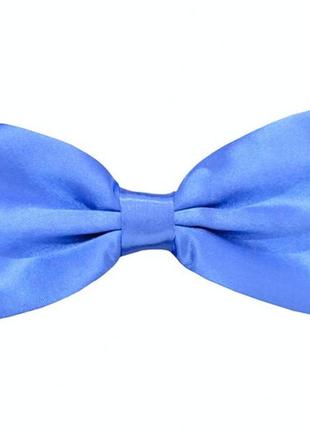 Галстук-бабочка голубая, классическая, двухслойная