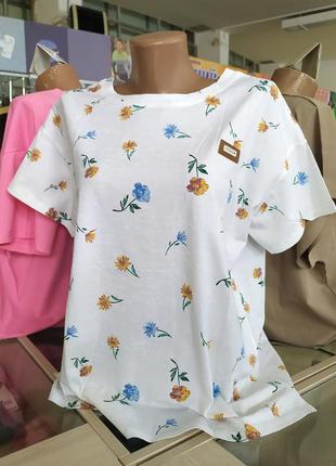 Белая хлопковая женская футболка