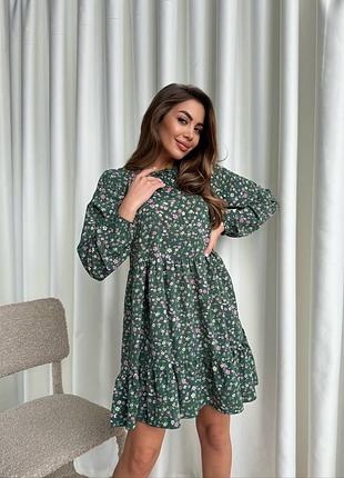 Плаття в квітковому принті сукня з довгим рукавом