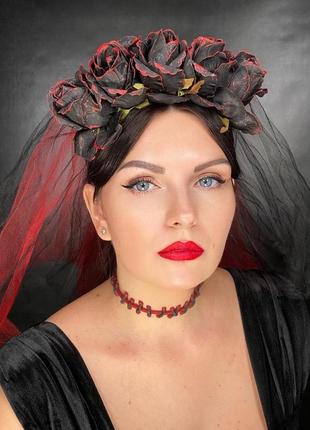Обруч black roses pintada