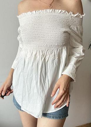 Сорочка з відкритими плечима на резинці