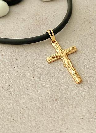 Набір: каучук і хрестик, позолота, каучуковий шнур, шнурок