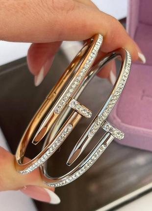 Браслеты медсталь и родий, карье гвоздь гвоздик картье в камушках cartier