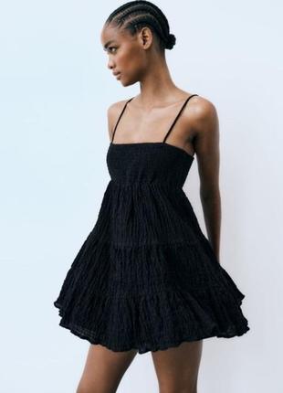 Платье сарафан zara черный короткий распродаж8 фото