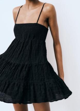 Платье сарафан zara черный короткий распродаж10 фото