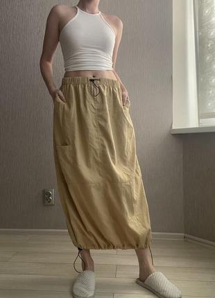 Нова довга спідниця максі карго бежева пісочна на затяжках boohoo