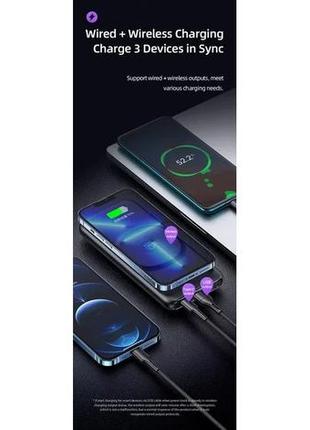 Повербанк usams 20w 10k power bank magsafe беспроводная зарядка iphone3 фото