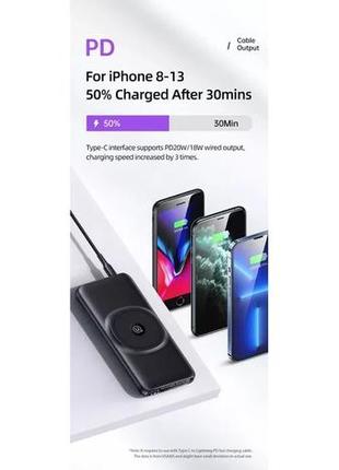 Повербанк usams 20w 10k power bank magsafe беспроводная зарядка iphone4 фото