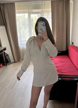 Сукня біла міні в смужку зара zara