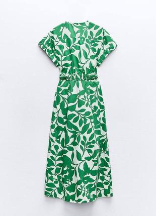 Платье женское zara printed midi dress with belt4 фото