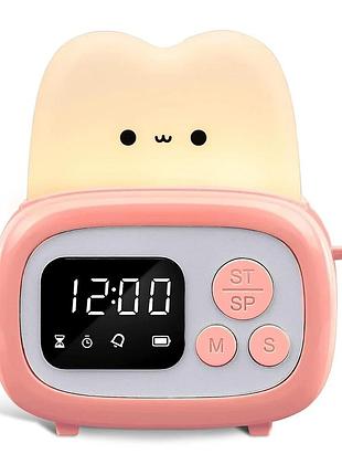 Детские часы с будильником, подсветкой и usb зарядкой / электронные часы будильник /...