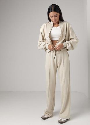 Спортивний костюм з прямими штанами та кофтою на блискавці