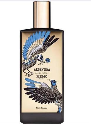 Парфюмированная вода memo argentina tester lux 75 ml. мемо аргентина тестер люкс 75 мл.