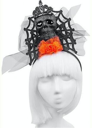 Обруч з черепом,трояндою та павутиною princess skull