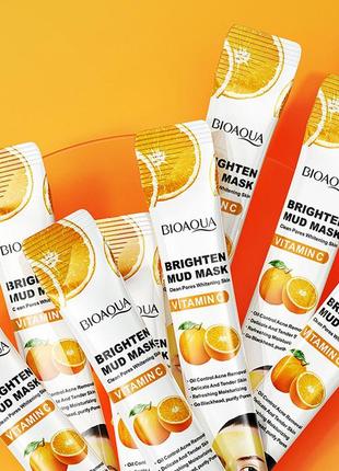 Грязьова маска, що освітлює, з вітаміном с, bioaqua vitamin c brighten mud mask, 8мл