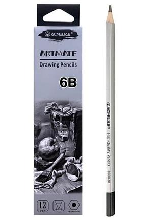 Олівці чорнографітні 6в artmate acmeliae 12шт