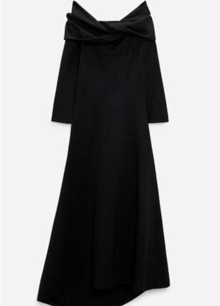 Платье черное с открытыми плечами zara2 фото