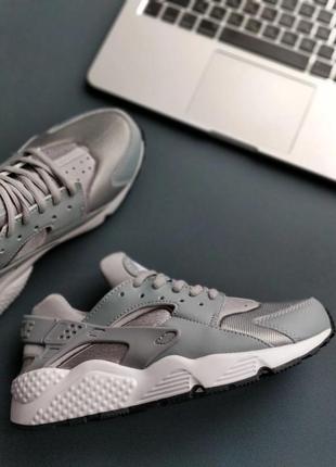 Кроссовки nike air huarache grey женские найк хуарач серые nike air max кожа nike air force 1, nike react, adidas climacool, nike presto7 фото