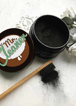Кокосовий порошок для відбілювання зубів mr.cleaner + бамбукова щітка у подарунок!