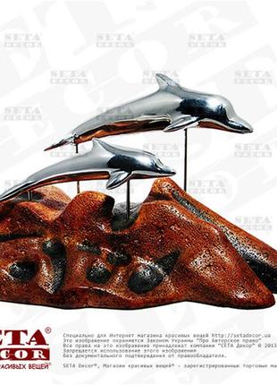 Миниатюрная скульптура “дельфины” каменная крошка (статуэтка, фигурка).