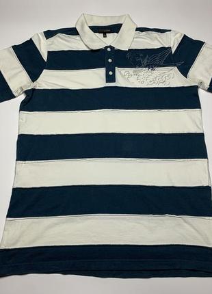Hurley x чоловіча смугаста поло футболка розмір хл колір білий/синій