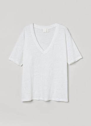 Новая льняная футболка оверсайз h&m
