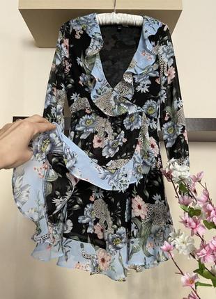 Платье h&m с леопардами среди цветов