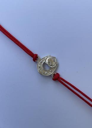 Красная нить серебро 925 браслет серебряный оберег подкова 30095