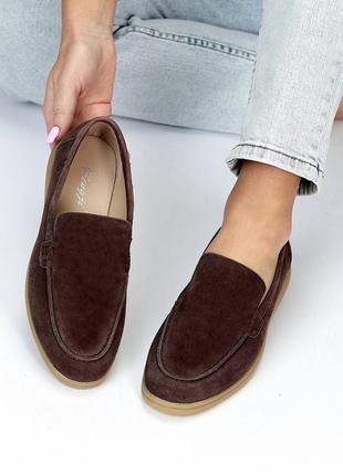 Туфли слипоны мокасины лоферы натуральный замш коричневые6 фото