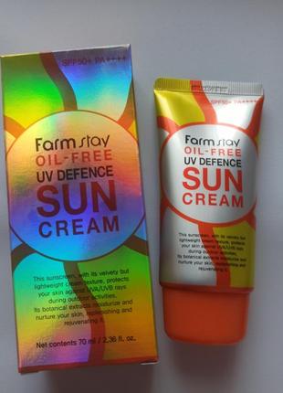 Солнцезащитный крем farm stay oil-free uv defence sun spf 50+ pa ++++ обезжиренный, 70...