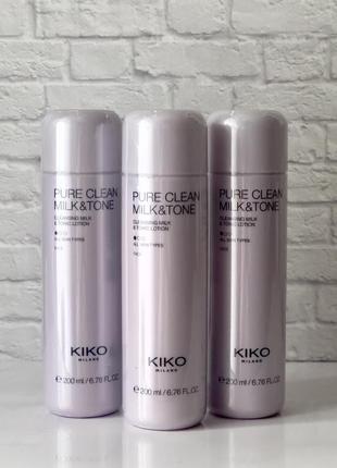 Очищуючий тонер-молочко kiko milano , молочко для зняття макіяжу pure clean milk&tone