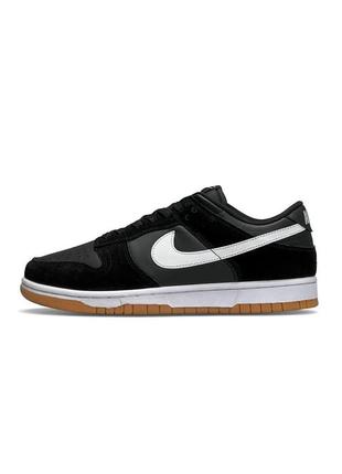 Sb dunk low black suede white gum