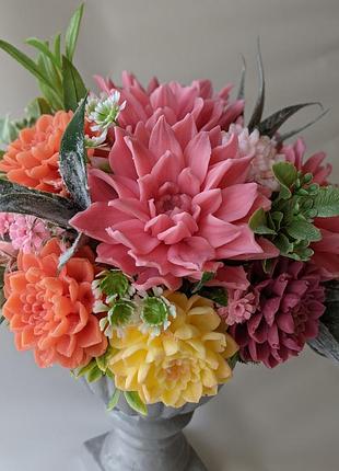 Букет з мила. мило ручної роботи. сувенір. букет жоржини