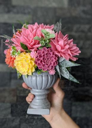 Букет з мила. мило ручної роботи. сувенір. букет жоржини