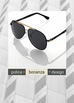 Polariz uv400 o_очки "police• bonanza •design" нdr unisex, черное/золото, blck линз, слжб мглка