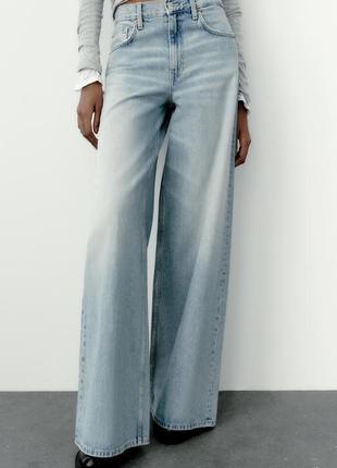 Джинсы trf palazzo mid rise zara, размер l