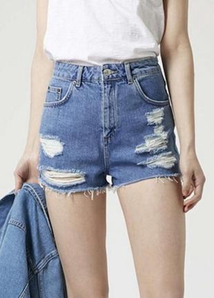 Фирменные джинсовые шорты мом высокая посадка topshop moto