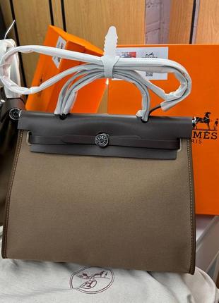 Женская кожаная сумка хермес hermes herbag light black
