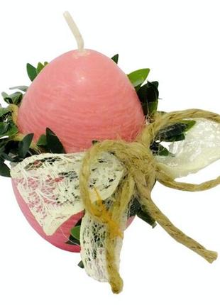 Пасхальная свеча пасхальное яйцо с декором розовая