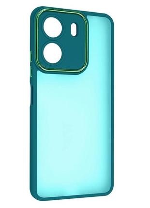 Чехол fiji lens для poco c65 бампер матовый с защитой блока камер dark green