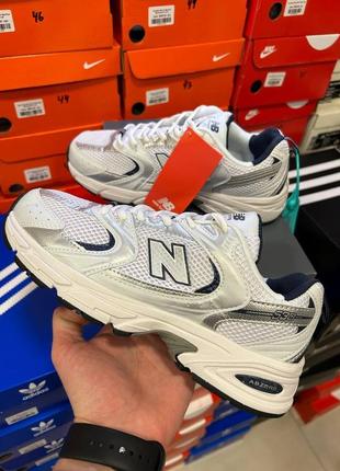 New balance 53о white silver premium женские кроссовки debles кожа сетка