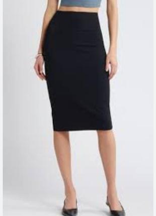 Черная юбка миди хлопковая юбка футляр юбка карандаш