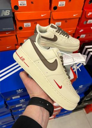 Nike air force 1 low beige mocco женские кроссовки найк эйр форс 1 кожаные
