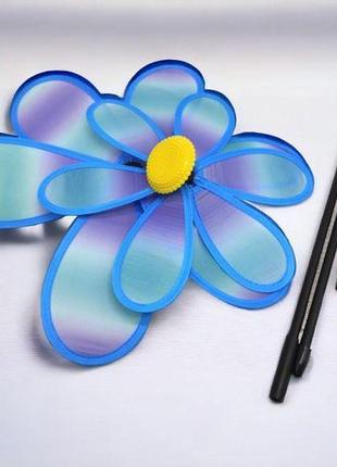 Вітрячок "квіточка", діаметр 38 см, блакитний3 фото