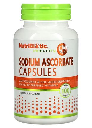 Аскорбат натрію nutribiotic sodium ascorbate буферизований содою вітамін c 100 рослинних капсул